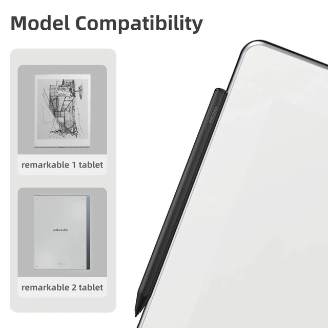 Alt view image 2 of 6 - Stylus Pen for Remarkable 2/1 Pen, with Flip Eraser & Magnetic Attachment, 4096 Pressure Levels & Palm Rejection, No Charging Required, Includes 9 Extra Nibs