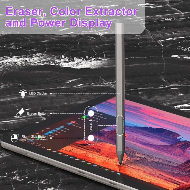 Alt view image 6 of 7 - Surface Pen - Surface Pro Pen Stylus for Surface Pro 11/9/10/8/X/7/6/5/4/3, USB-C Fast Charge, 4096 Pressure Sensitivity, Palm Rejection Surface Pen for Surface Go 2/3/4/Book/Laptop/Studio