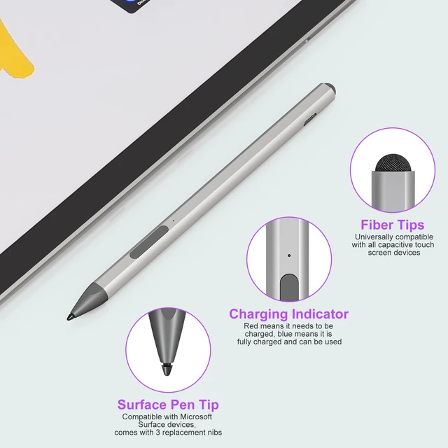 Alt view image 7 of 7 - Surface Pen - Surface Pro Pen Stylus for Surface Pro 11/9/10/8/X/7/6/5/4/3, USB-C Fast Charge, 4096 Pressure Sensitivity, Palm Rejection Surface Pen for Surface Go 2/3/4/Book/Laptop/Studio