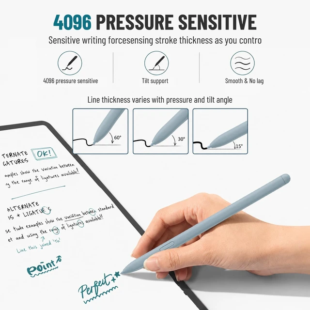 Alt view image 4 of 7 - Magnetic EMR Stylus Pen for Remarkable 2/1 with Eraser & 5 Tips, Blue | with Eraser Button, 4096 Pressure Sensitivity, Palm Rejection, Fit Kindle Scribe & Galaxy & Wacom Devices, with 5 Tips