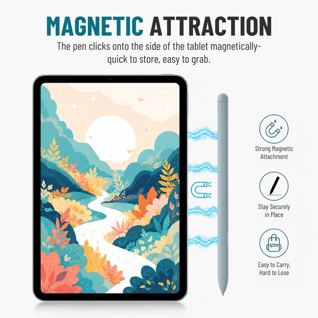 Alt view image 7 of 7 - Magnetic EMR Stylus Pen for Remarkable 2/1 with Eraser & 5 Tips, Blue | with Eraser Button, 4096 Pressure Sensitivity, Palm Rejection, Fit Kindle Scribe & Galaxy & Wacom Devices, with 5 Tips