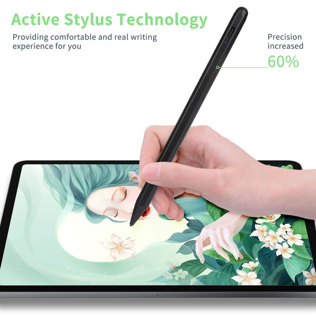 Alt view image 4 of 6 - Electronic Stylus for iPad Pro 9.7" Pencil,Active Capacitive Pencil Compatible with Apple iPad Pro 9.7-inch Stylus Pens,Good on Drawing and NotesType-C Rechargeable Pen, Black