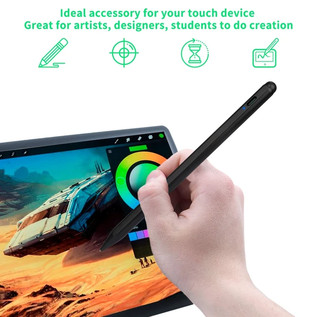Alt view image 6 of 6 - Electronic Stylus for iPad Pro 9.7" Pencil,Active Capacitive Pencil Compatible with Apple iPad Pro 9.7-inch Stylus Pens,Good on Drawing and NotesType-C Rechargeable Pen, Black