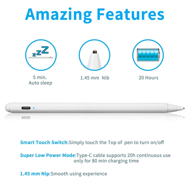 Alt view image 4 of 6 - Electronic Stylus Pens for iPhone 14/13 Pro Max Pencil, EDIVIA Active Digital Pencil with 1.5mm Ultra Fine Tip Stylus Pen for iPhone 14/13 Pro Max Stylus, Good for Drawing and Writing,White