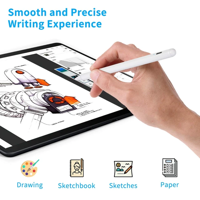 Alt view image 6 of 6 - Electronic Stylus Pens for iPhone 14/13 Pro Max Pencil, EDIVIA Active Digital Pencil with 1.5mm Ultra Fine Tip Stylus Pen for iPhone 14/13 Pro Max Stylus, Good for Drawing and Writing,White