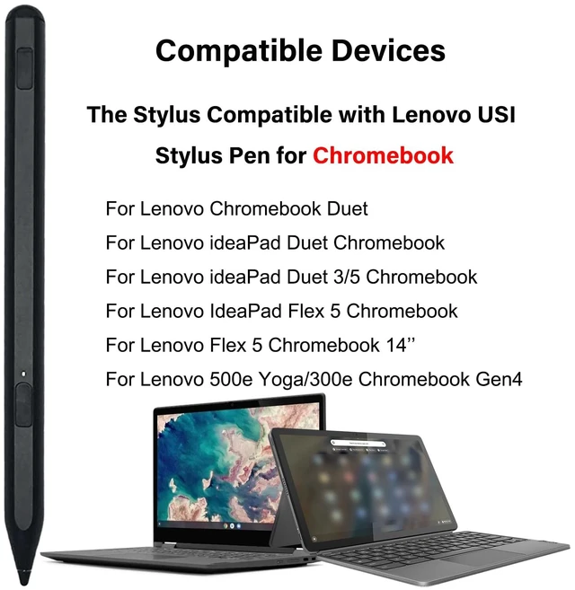 Alt view image 2 of 6 - U1 Stylus Pen for Lenovo USI 2.0 Pen Compatible with Lenovo Chromebook Duet 3/5,U1 Pen for ideaPad Flex 5 Chromebook,4096 Pressure Sensitivity(Black)