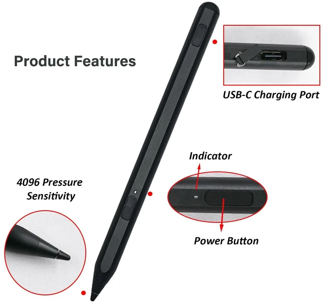 Alt view image 3 of 6 - U1 Stylus Pen for Lenovo USI 2.0 Pen Compatible with Lenovo Chromebook Duet 3/5,U1 Pen for ideaPad Flex 5 Chromebook,4096 Pressure Sensitivity(Black)