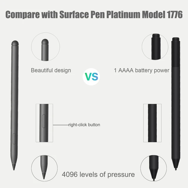 Alt view image 3 of 6 - DQ100 Stylus Pen for Microsoft Surface Pen Model 1776 Copmatible with Surface Pro 9/8/X/7+/6/5/4/3, Surface Go 3/2/1, Surface Laptop/Studio 4/3/2/1,4,096 Levels of Pressure
