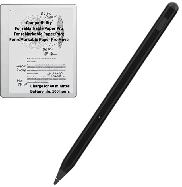 Main image of Stylus for reMarkable Paper Pro,Pro Move,Pure Pen with Rear EraserBlack | Active stylus with rear eraser,40min charge for 100hr runtime,4096Level Pressure,autosleep,autooff protection