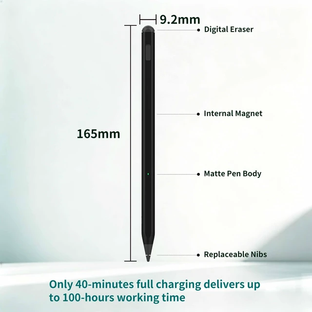 Alt view image 6 of 7 - Stylus for reMarkable Paper Pro,Pro Move,Pure Pen with Rear EraserBlack | Active stylus with rear eraser,40min charge for 100hr runtime,4096Level Pressure,autosleep,autooff protection