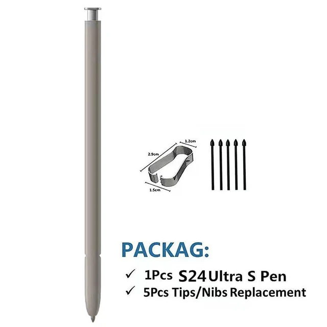Alt view image 4 of 6 - Galaxy S24 Ultra S Pen Replacement for Samsung Galaxy S24 Ultra Stylus Touch S Pen All Versions + 5 x Nibs (Gray)