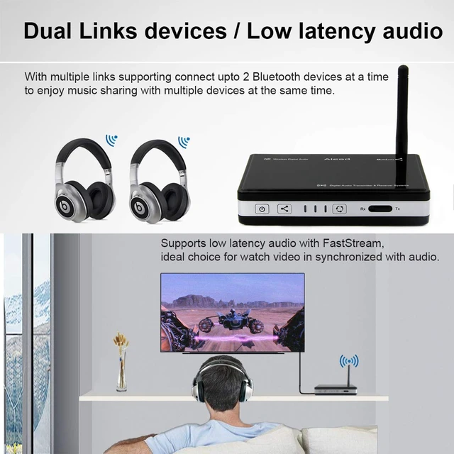 Alt view image 5 of 7 - Alead Nolan TRX HDM2 Wireless Home HD MultiLinks Stereo Audio Transmitter and Receiver (A2DP), Long Range, Digital Audio Optical, SPDIF. for TV, Home Theater, Apple TV, Bluetooth Speaker, Headphone