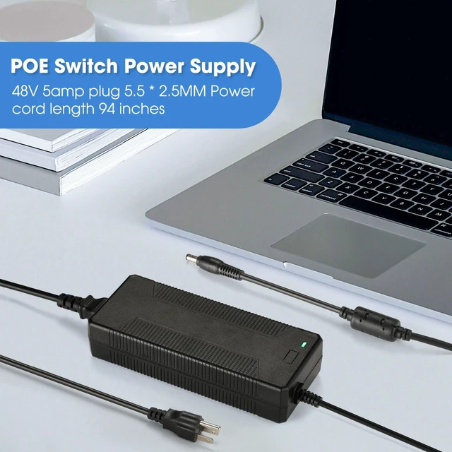 Alt view image 5 of 7 - 48V 5A Power Adapter Supply,48V5A Power Supply, 48V5A Power Supply for Home Audio Bluetooth Stereo Receiver Amplifier Mini Hi-Fi Class D Integrated Amp Such, amplifiers, poe Switch.