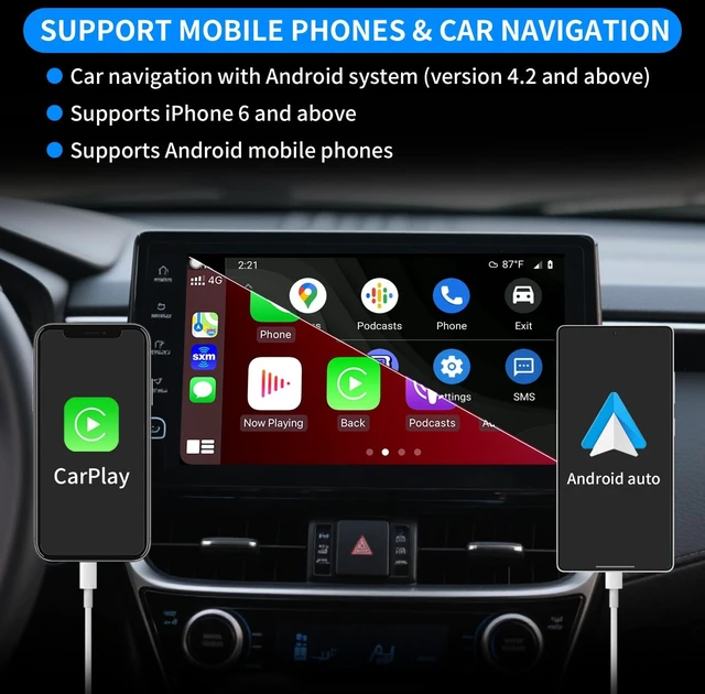 Alt view image 4 of 6 - Wired CarPlay Adapter USB Dongle for Car Radio with Android Version 4.2 or Above Connection for Wired CarPlay Mirroring Compatible with iOS and Android Phone System Wired Mirroring