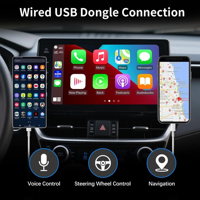 Alt view image 6 of 6 - Wired CarPlay Adapter USB Dongle for Car Radio with Android Version 4.2 or Above Connection for Wired CarPlay Mirroring Compatible with iOS and Android Phone System Wired Mirroring