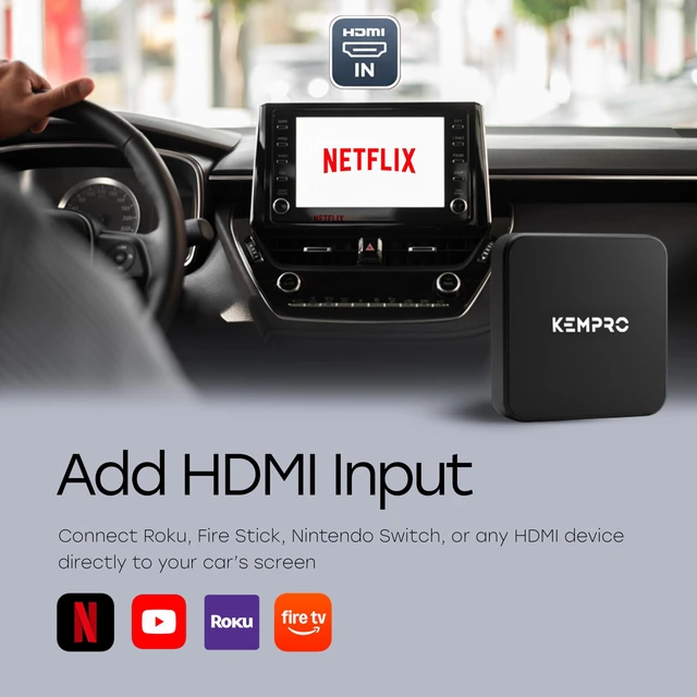 Alt view image 2 of 7 - KemPro HDMI Wireless CarPlay Adapter HDMI in for Watch Fire TV Stick, Switch & iPhone on Car Screen 2-in-1 Video Dongle for OEM Wired CarPlay USB A & C