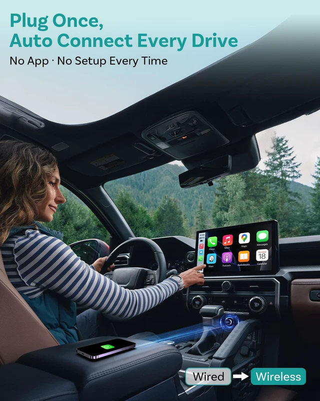 Alt view image 5 of 7 - OTTOCAST Mini Tube 2026 Wireless CarPlay & Android Auto Adapter | Plug & Play for iPhone & Android, Seamless Auto-Connect, Stable Performance, Premium Aluminum Design