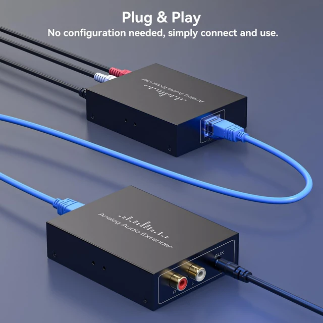 Alt view image 3 of 7 - Analog Audio Extender RCA 3.5MM Stereo Over Ethernet LAN Single Cat5e/6 Cable, up to 1640FT/500M No External Power Required for Home Theater Church AMP Long Distance Audio Transmission