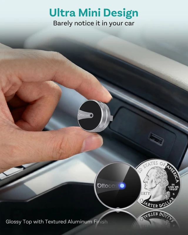 Alt view image 6 of 7 - OTTOCAST Mini Tube 2026 Wireless CarPlay & Android Auto Adapter | Plug & Play for iPhone & Android, Seamless Auto-Connect, Stable Performance, Premium Aluminum Design