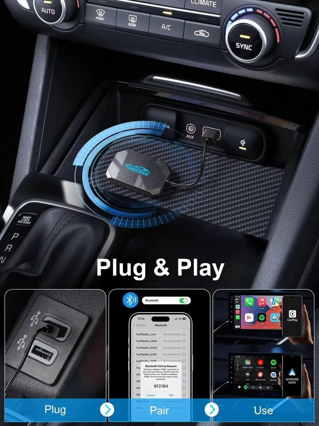 Alt view image 2 of 7 - Wireless CarPlay Adapter - Converts Wired to Wireless CarPlay & Android Auto, Plug and Play Car Dongle Compatible With Apple iPhone iOS 10+ & Cars From 2017, Grey