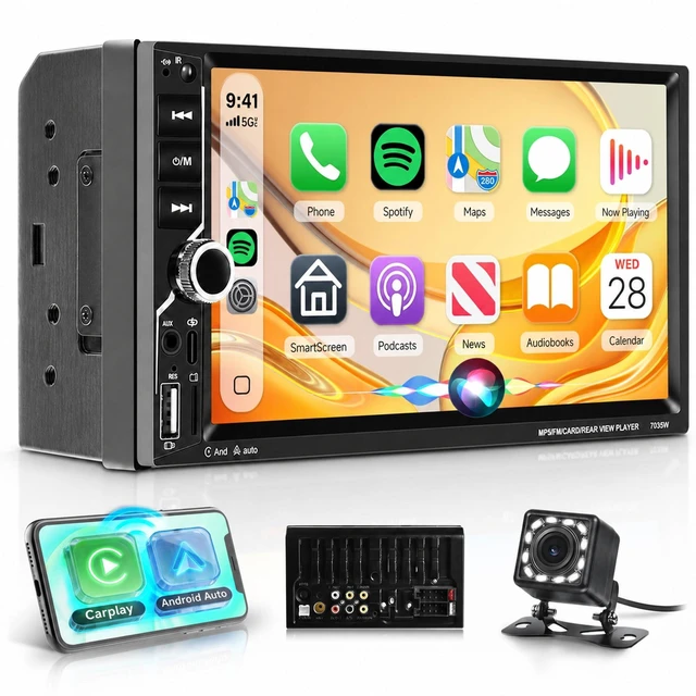 Main image of Rimoody Double Din Wireless Carplay Car Stereo Android Auto, 7 Inch Touch Screen 2 Din Car Radio with Mirror Link Bluetooth FM EQ SWC Dual USB Fast Charge Support Backup Camera