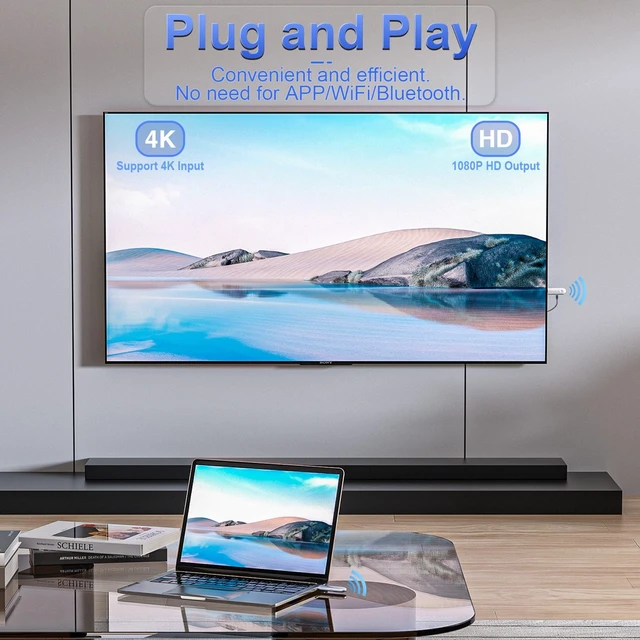 Alt view image 2 of 7 - TTQ Wireless HDMI Transmitter and Receiver, Plug and Play, 2.4G/5G 100FT Range, Wireless HDMI Extender 4K Decoding 1080P Output, Support Laptop PC TV Box Projector Camera DV, No Need Bluetooth WiFi