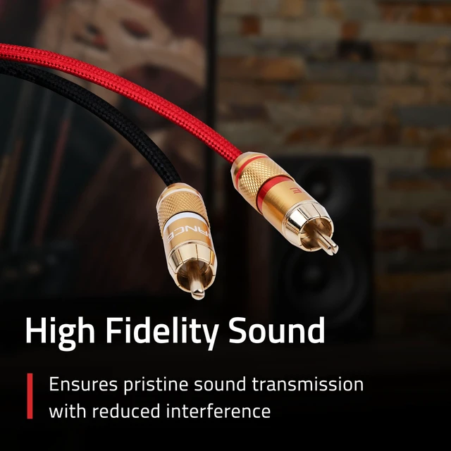 Alt view image 2 of 7 - Fluance HiFi Stereo RCA Cable, 2-Male to 2-Male, Gold Plated Color-Coded Connectors for Preamp, CD Player, Turntable, Amplifier, Gaming Console, Home Theater, and Hi-Fi System - 6 Feet