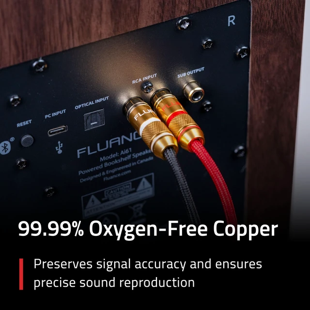 Alt view image 3 of 7 - Fluance HiFi Stereo RCA Cable, 2-Male to 2-Male, Gold Plated Color-Coded Connectors for Preamp, CD Player, Turntable, Amplifier, Gaming Console, Home Theater, and Hi-Fi System - 6 Feet