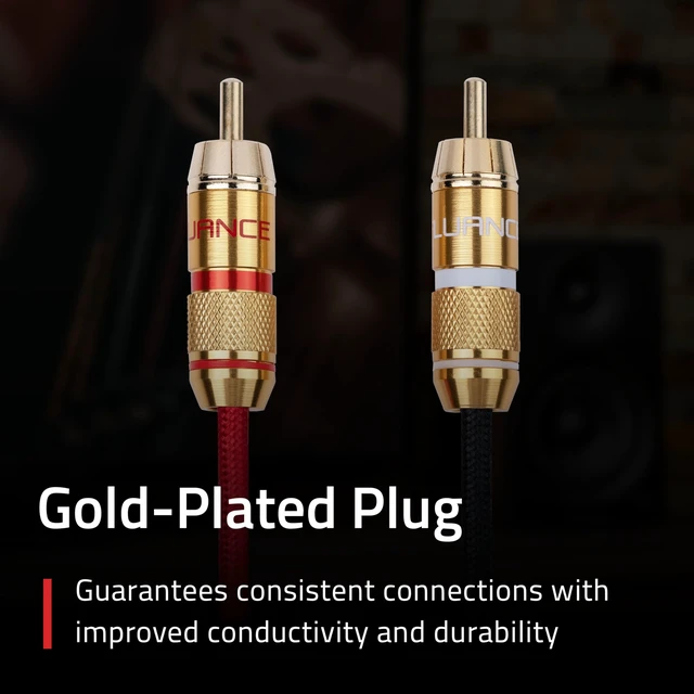 Alt view image 4 of 7 - Fluance HiFi Stereo RCA Cable, 2-Male to 2-Male, Gold Plated Color-Coded Connectors for Preamp, CD Player, Turntable, Amplifier, Gaming Console, Home Theater, and Hi-Fi System - 6 Feet