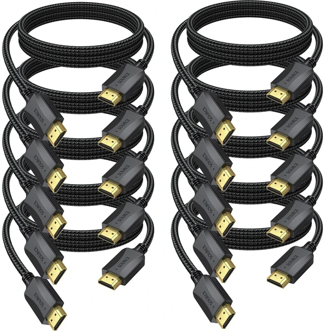 Main image of 10 FT HDMI Cable 10-Pack, CL3 Rated 4K High Speed HDMI 2.0 Cable, Braided | ARC, HDR, 3D, HDCP 2.2, 10-bit 4:2:2 for Computer, Monitor, Laptop, Projector, Soundbar, PS4/5, Home Theater, Multipack