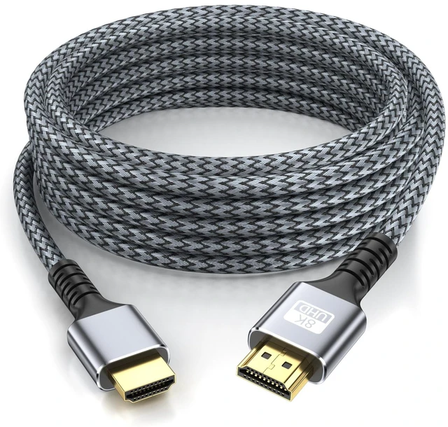 Main image of looyotul 8k Hdmi Cable 25ft Ultra High Speed HDMI 2.1 Cable 8K@60HZ 4K@120HZ 48Gbps HDMI Cord for HDTV,PS4,PS5,Monitor Laptop,Xbox,HDCP 2.2&2.3 Support HDR,eARC,Dolby.(Silvery)