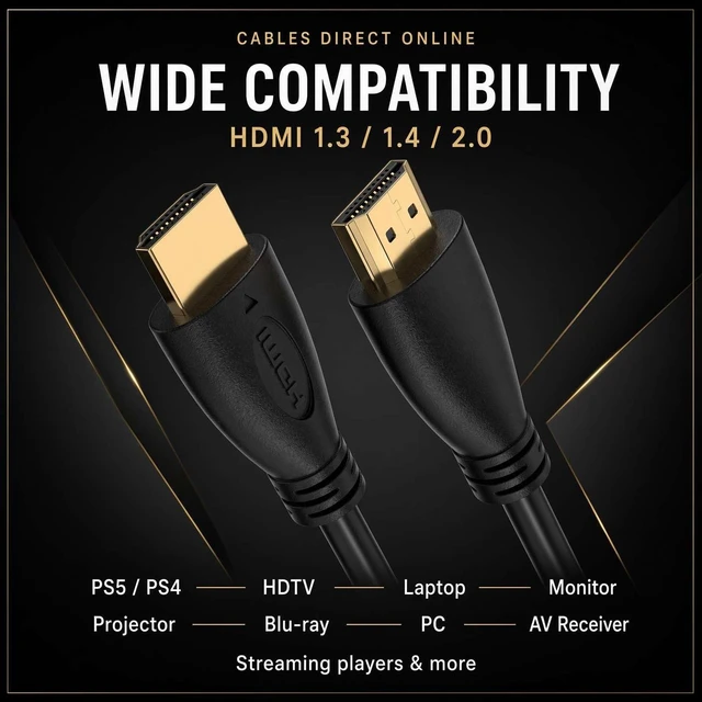 Alt view image 4 of 7 - Cables Direct Online 50FT HDMI 2.0 60Hz Cable High-Speed 4K HDR 18Gbps Ethernet Audio Return Channel Gold-Plated UHD ARC Universal Compatible with HDTV Projector, Gaming Console Laptop Home Theater