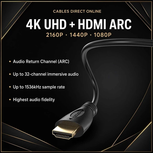 Alt view image 5 of 7 - Cables Direct Online 50FT HDMI 2.0 60Hz Cable High-Speed 4K HDR 18Gbps Ethernet Audio Return Channel Gold-Plated UHD ARC Universal Compatible with HDTV Projector, Gaming Console Laptop Home Theater