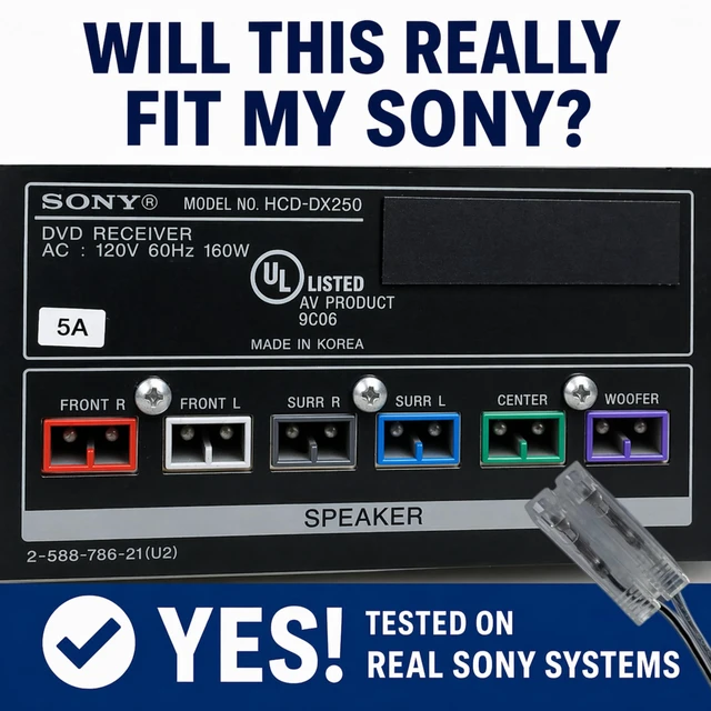Alt view image 2 of 7 - TRUVARO Speaker Cable for Sony Home Theater Systems 2-Pin Compatible with DAV-S, DAV-C, DAV-DX, DAV-FX, HCD-S, HCD-C, HCD-DX HCD-FX Series (2 x 13ft)