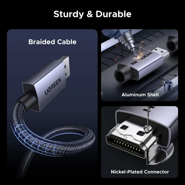Alt view image 7 of 7 - UGREEN 16K HDMI Cable 96Gbps 6.6FT, 8K@240Hz High Speed HDMI Cord | 16K@60Hz 4K@480Hz 12K@120Hz, HDCP 2.2&2.3, Lip eARC, Aluminum Case, Compatible with PS5/Blu-ray/Roku TV/Switch 2/Mac mini M4