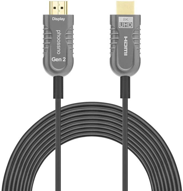 Main image of phoossno Certified 8K HDMI 2.1 Fiber Optical Cable,10K Ultra High Speed HDMI Gen2 33ft 48Gbps 4K 120Hz 8K 120Hz 10K 120Hz, eARC Dolby Vision Atmos HDR10 RTX 3080/3090 4090 PS5 Xbox Sony LG C9/B9