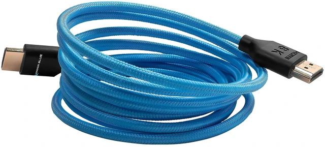Alt view image 3 of 4 - KONDOR BLUE | 7' Full HDMI 2.0 Straight Braided Cable | Type A Male to Male, 4K 60Hz 18Gbps, HDR, 3D, Reinforced | for On-Camera Monitors & Recorders | Blue