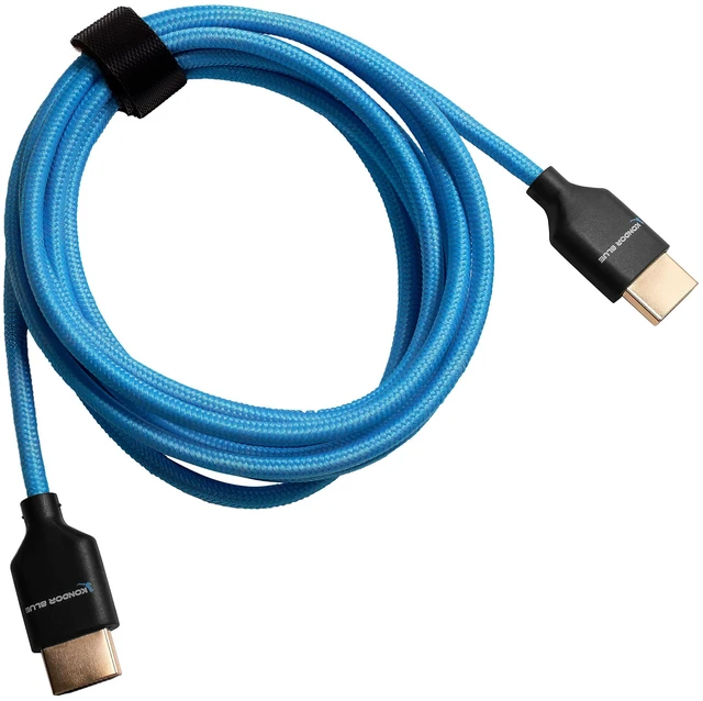 Alt view image 4 of 4 - KONDOR BLUE | 7' Full HDMI 2.0 Straight Braided Cable | Type A Male to Male, 4K 60Hz 18Gbps, HDR, 3D, Reinforced | for On-Camera Monitors & Recorders | Blue