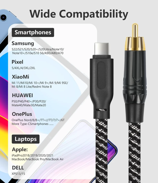 Alt view image 6 of 7 - Lrbners 3.3FT USB-C to RCA Digital Coaxial Audio Cable USB to S/PDIF Converter for External DAC, Amplifier & Home Theater