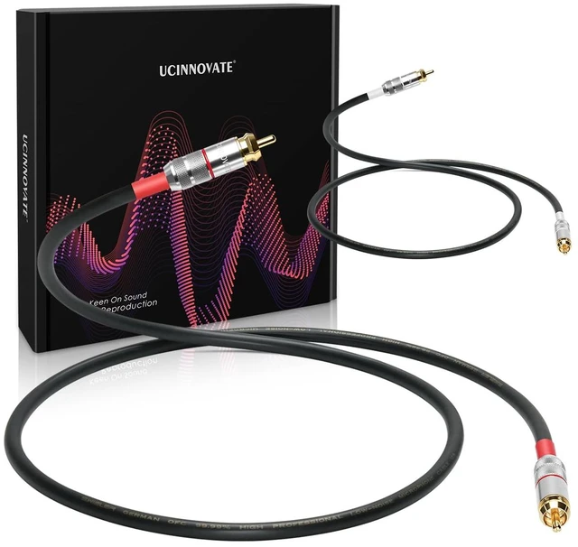 Main image of UCINNOVATE 2 Pack RCA Cable 2m, 13 AWG Oxygen Free Copper RCA to RCA Wire | Heavy-Duty Black OFC HiFi RCA Speaker Cable with Gold-Plated Plug for Audio Amplifier amp Home Theater