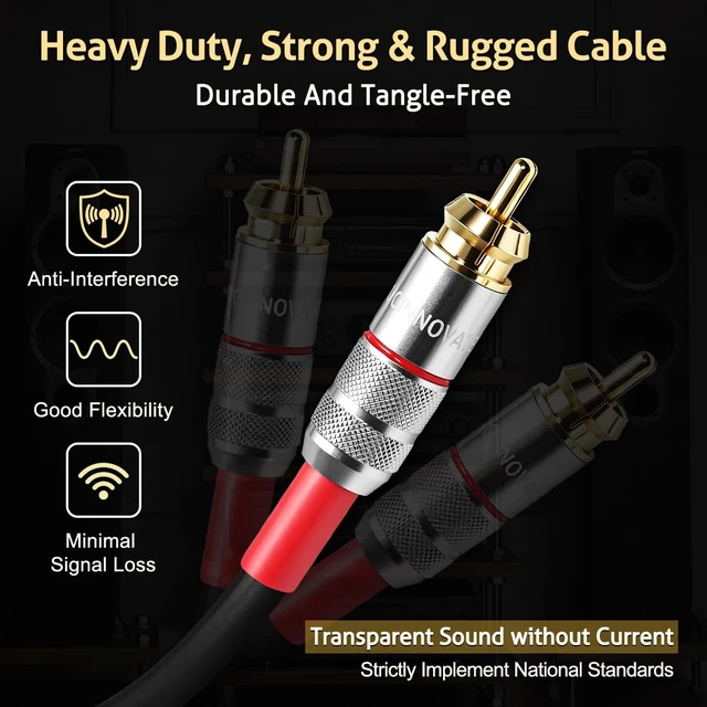 Alt view image 3 of 7 - UCINNOVATE 2 Pack RCA Cable 2m, 13 AWG Oxygen Free Copper RCA to RCA Wire | Heavy-Duty Black OFC HiFi RCA Speaker Cable with Gold-Plated Plug for Audio Amplifier amp Home Theater