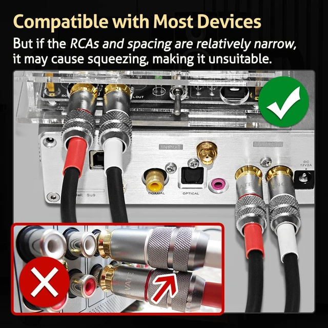 Alt view image 7 of 7 - UCINNOVATE 2 Pack RCA Cable 2m, 13 AWG Oxygen Free Copper RCA to RCA Wire | Heavy-Duty Black OFC HiFi RCA Speaker Cable with Gold-Plated Plug for Audio Amplifier amp Home Theater
