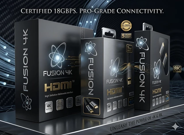 Alt view image 6 of 7 - Fusion4k 4K HDMI Cable 6 Feet - High Speed 18Gbps | 4K@60Hz 2K@144Hz 1080p@240Hz | HDR ARC Dolby Atmos | Braided Cord for PS5, Xbox Series X, Apple TV, Roku, Soundbar, Gaming Monitor