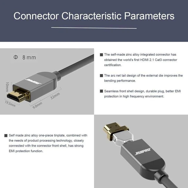 Alt view image 4 of 7 - Ultra High Speed HDMI 2.1 Cable, 48Gbps, 8K60, 4K120, HDR, eARC,16FT | Ideal for Gaming, Home Theater and 8K Entertainment Setups, Connects PS5, Xbox Series X, PCs, TVs, Projectors & AV Receivers