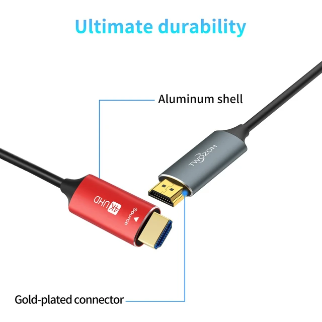 Alt view image 3 of 7 - Twozoh HDMI Fiber Optic Cable 250FT, Long 4K Fiber HDMI Cord Supports 4K@60Hz/18Gbps