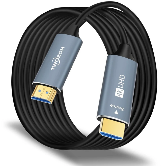 Main image of Twozoh Fiber Optic HDMI Cable 60FT, 4K Fiber HDMI to HDMI Cable 4K/60Hz (4:4:4 HDR10 HDCP2.2) 1440p 144Hz 18Gbps High Speed UHD Fiber HDMI Cord(20M)