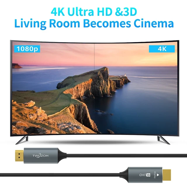 Alt view image 2 of 7 - Twozoh Fiber Optic HDMI Cable 60FT, 4K Fiber HDMI to HDMI Cable 4K/60Hz (4:4:4 HDR10 HDCP2.2) 1440p 144Hz 18Gbps High Speed UHD Fiber HDMI Cord(20M)
