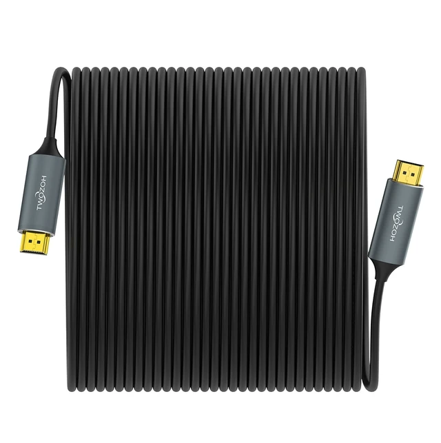 Alt view image 6 of 7 - Twozoh Fiber Optic HDMI Cable 60FT, 4K Fiber HDMI to HDMI Cable 4K/60Hz (4:4:4 HDR10 HDCP2.2) 1440p 144Hz 18Gbps High Speed UHD Fiber HDMI Cord(20M)