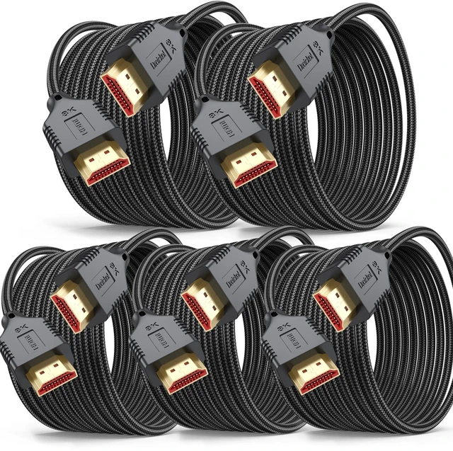 Main image of 8K HDMI Cable 10FT 5-Pack,48Gbps Ultra High Speed HDMI 2.1 Cord 10 Foot | 8K@60Hz,4K@120Hz Braided HDMI Cable Support Dolby Vision, eARC, HDR10+, 3D, HDCP2.3 for Monitor,HDTV,PS5,Xbox,Roku TV
