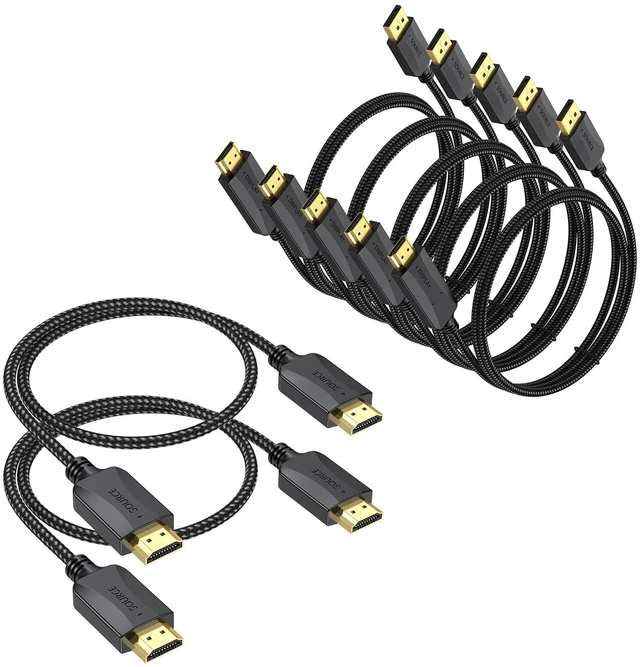 Main image of XiAyriky 1.5FT DisplayPort to HDMI Cable 5-Pack & 1FT HDMI Cable 2-Pack Bundle, for 4K Multi-Monitor, PC, Home Theater, and Gaming Setups